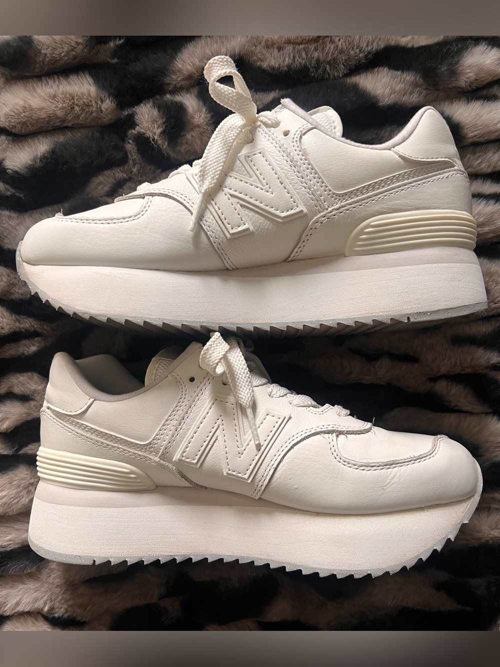 New Balance 574+ ‘White Grey Matter’ Women’s Platform Sneakers - Size 7.5